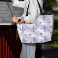 thumbnail image 4 of Wukai Stripes and Sprigs of Lavender Print Zipper Bag,large Beach Tote Bag,Waterproof Sandproof Bag,Grocery and Picnic Tote Travel Bag, 4 of 5