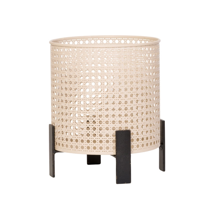 Modern Metal Planter Pot With 4-Leg Black Metal Base - Gray - 10"H x 9"W