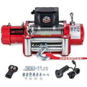 OPENROAD 13000Lbs 12 Volts Electric Winch, Winch for Truck/4×4/Jeep, 9500Lbs /4309kg Electric Winch Kit, with 26m/85ft Winch Synthetic Rope, Towing Off-Road Electric Winch Recovery kit (9500Lbs Red)