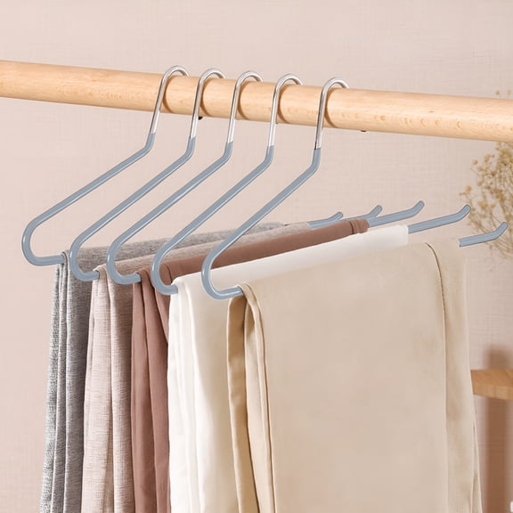 LAMIRO 1 Pack Space Saving Open Ended Metal Pant Hangers,Non Slip Jean Hangers for Men and Women,Closet Storage Organizer for Clothes Leggings Slacks Trouser Ties