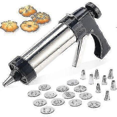 Professional Stainless Steel Pastry Syringe Biscuit Press Pastry Gun With 13 Biscuit Discs And 8 Nozzles n