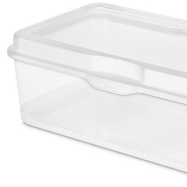 Sterilite 17748606 Large Flip Top Storage Box, Clear, 6Pack