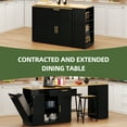 thumbnail image 2 of Uforic Extendable Kitchen Island with Power Outlets & 2 Stools, Kitchen Island Cart with Trash Storage Compartment, Black, 2 of 8