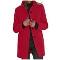 thumbnail image 2 of Qeaghou Deals Womens Wool Blend Coats Winter Lapel Collar Single Breasted Trench Coats Mid Length Warm Windproof Peacoats Outwear, 2 of 7