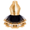 thumbnail image 2 of DPOIS Kid Girls Sparkling Sequins Lyrical Ballet Dance Leotard Tutu Dress Champagne 12, 2 of 6