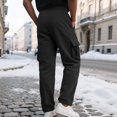 thumbnail image 5 of Men's Corduroy Cargo Pants Straight Leg Relaxed Fit Multi Pocket Drawstring Casual Utility Trousers, 5 of 7