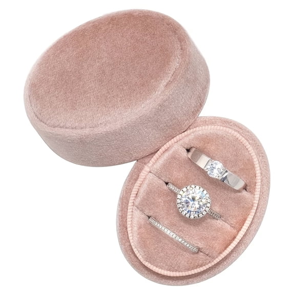 1pc, velvet oval three-slot ring box - high-end wedding three-ring collection box, retro handmade jewelry storage box, suitable for proposal, engagement, wedding ceremony, Christmas gift