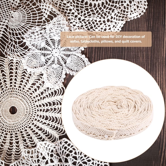 CTIRCHIU Beige Cotton Lace Trim Ribbon for Sewing and Crafting 10 Yards with Floral Pattern