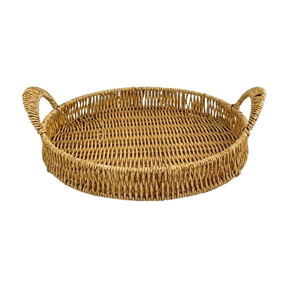 Eolstice Woven Style Storage Tray, Imitation Woven Serving Basket, Fruit Table Organizer, Decorative Woven-Look Tray for Home Kitchen Living Room