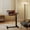 Walnut + Black, variant on DRNANLIT Mobile Adjustable Standing Desk, Overbed Bedside Desk with Flip Desktop & 4 Wheels, Portable Laptop Table, White