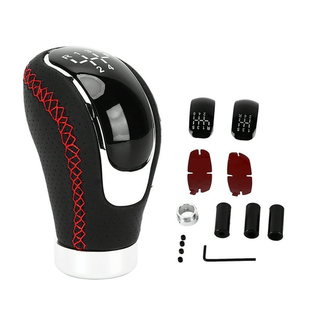 Gear Lever Knob, Red Stitching Sensitive Gear Stick Head Universal With Replaceable Paster For Car