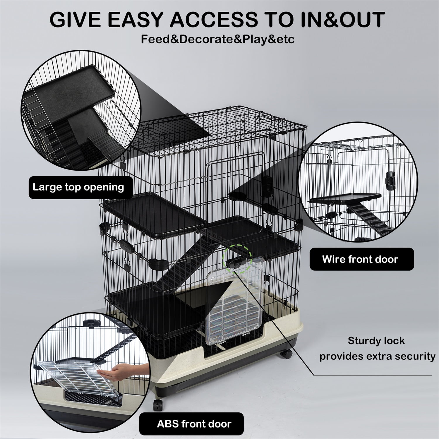 Pefilos 3-Tier Hamster Cage Gerbil Habitat Home, Small Pet Animals Cages Pefilos 3-Tier Hamster Cage Gerbil Habitat Home, Small Pet Animals Cages
