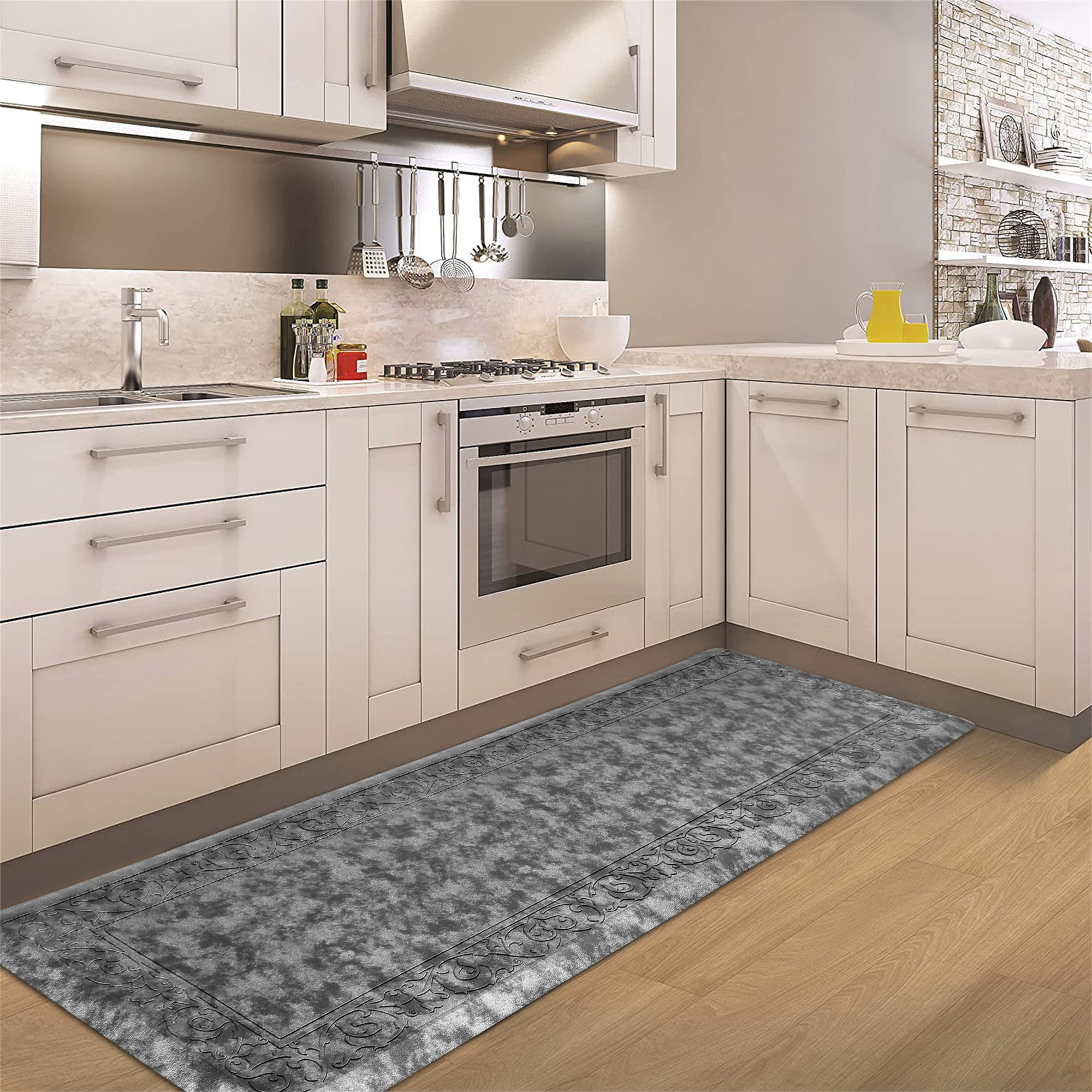 Sanmadrola Kitchen Rugs Cushioned Anti-Fatigue Runner Rug 0.75'' Thick  Waterproof Non-Slip Kitchen Mats Heavy Duty PVC Comfort Foam Rug for  Kitchen, Floor Home, Office, Sink, Laundry 20x60'' Brown 