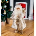 thumbnail image 4 of STP Goods Santa Claus with Watch and Gift Bag Collectible Doll 18” (45 cm) Santa Claus Christmas Figurine Holiday Décor Xmas Standing Decoration Xmas Figure Doll Decoration, Gold and White, 4 of 8