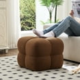thumbnail image 5 of ONEVOG Square Boucle Pouf Ottoman, Modern Upholstered Tufted Foot Stool Coffee Table, Extra Seating for Living room Bedroom, Brown, 5 of 9