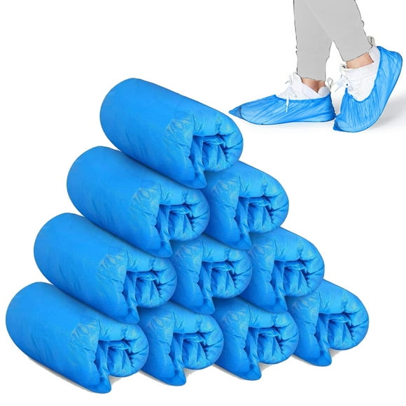 Couvre-Chaussures couvre-chaussures Médicaux 100 Pièces, Couvre-Chaussures en Plastique Jetables Nettoyant pour Tapis (Bleu)