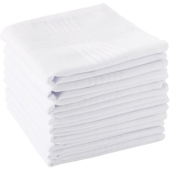 Men's Handkerchiefs, 100% Soft Cotton White Hankie Hankerchieves