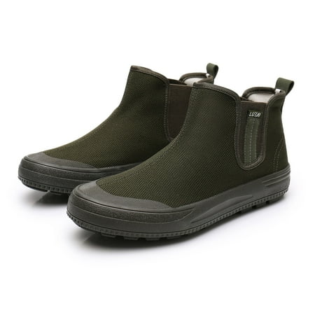 

Cathalem Men Shoes Breathable Canvas Men Shoes Autumn Rubber Soled High Top Shoes Labor Shoes Mens High Sneaker Shoes AG 7.5