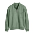 thumbnail image 5 of TKKCS Mens Waffle Knit Quarter Zip Sweatshirts Relaxed Fit Stand Collar Casual Long Sleeve Pullover Tops with Chest Pocket Green XL, 5 of 10