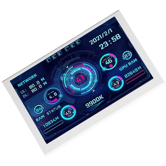 Pantalla De Panel De Sensor De PC, Pantalla De Temperatura De PC Ajustable Con Brillo De 5 Pulgadas, Rotación De 360 ​​​​grados, Ahorro De Energía Para Escritorio