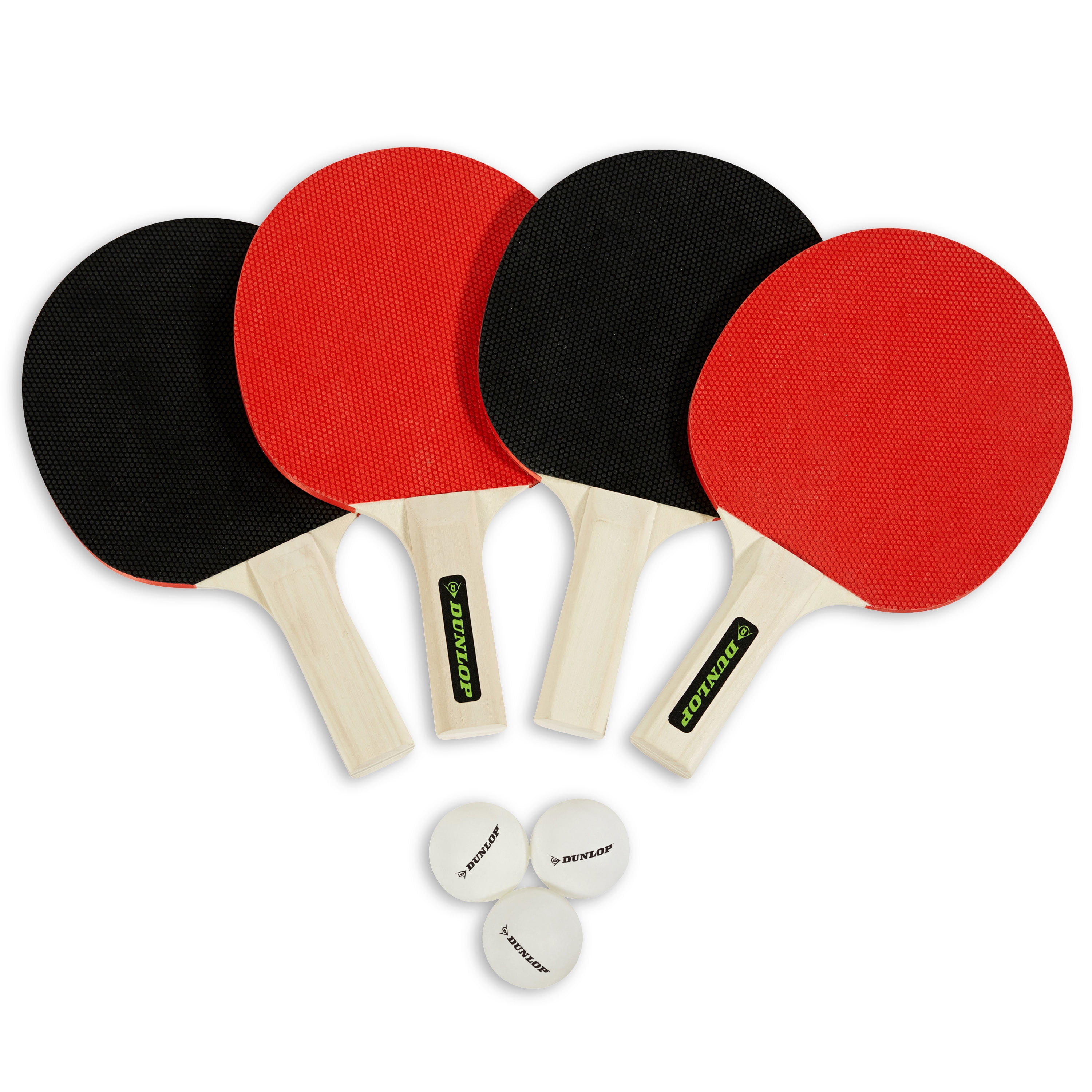Dunlop 4 Player Ping Pong Accessory Set,Four Rackets and Three Ping Pong Balls by Medal Sports