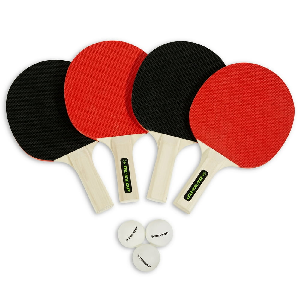 Dunlop 4 Player Table Tennis Accessory Set,Four Rackets and Three Ping