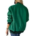 thumbnail image 4 of DYMADE Women Long Sleeve Pockets Contrast Fleece Bomber Fashion Coat, 4 of 6