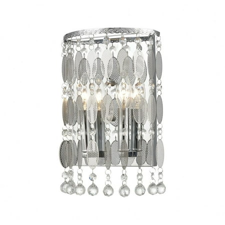 

Two Light Wall Sconce Polished Chrome Finish with Perforated Stainless Glass with Clear Crystal Bailey Street Home 2499-Bel-3353469