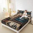 thumbnail image 4 of Manfei Safari Beer Moose Twin Sheet Sets,Retro Aztec Geometric Twin Fitted Sheet,Country Farmhouse Lodge Flat Sheet For Kids Boy,Super Cozy Room Decor,3-Piece, 4 of 7