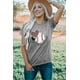 thumbnail image 2 of ABPHQTO Camiseta gris con estampado de corazón de leopardo Baseballin' para mujer, 2 of 5