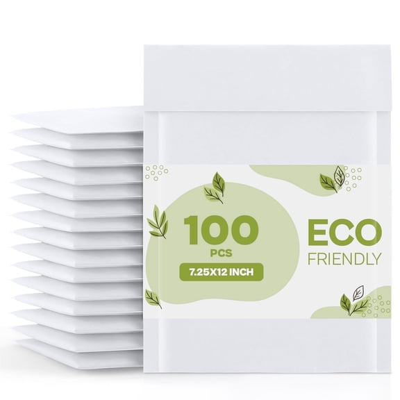 MMBM #1 7.25" x 12" White Kraft Bubble Mailers Shipping Envelopes Mailing Protection Self Seal Bags 100 Pieces