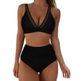 thumbnail image 1 of Gibobby Trajes de Baño para Mujer Bikini de cintura alta para mujer, bañadores sexys de dos piezas con realce, traje de baño Vintage, conjunto de Bikini (Negro,M), 1 of 5