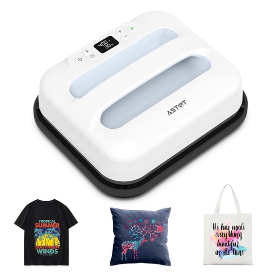 AST&T Heat Press Machine 12"x10" White, Portable Digital Easy Press, Ideal for HTV Vinyl, Sublimation and DIY T-Shirt Projects