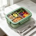 thumbnail image 6 of TACILIP Stationery Supplies, 1PCS Bento Box Lunch Box 3 Compartment Snack Containers Reusable Lunch Box Lunch Containers For Home Travel Work 720ml Equipped With Plastic Tableware, Home Gifts, 6 of 6