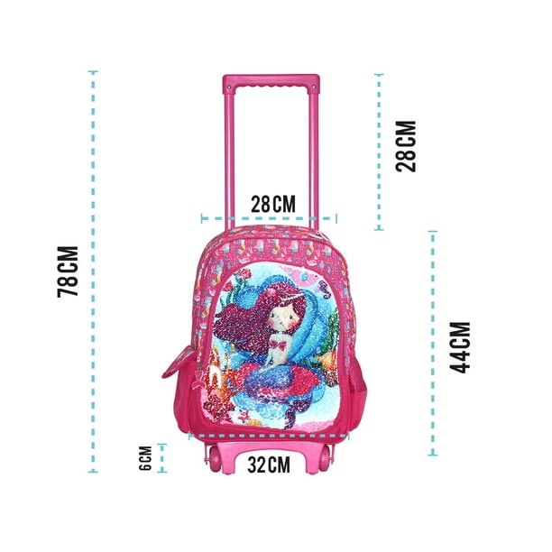 Kit De Mochila Escolar para Niña piezas Carrito Lonchera Estuche Ruedas  Travel Elite 202L/UN201TGirl