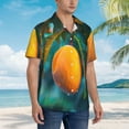 thumbnail image 3 of Rateoe Mango In The Rain Pattern Men’s Hawaiian Shirt – Short Sleeve Button-Down Tropical Beach Shirt, Lightweight & Breathable Casual Aloha Shirt with Pocket,3X-Large, 3 of 7