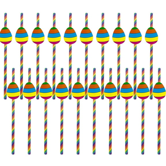 HONITANO Decorative Paper Straws Rainbow Colors for Beverages Easter Theme Party 40Pcs 7.8x2.4in
