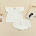 thumbnail image 4 of Newborn Baby Girl Summer Clothes Ribbed Sleeveless Top Elastic Short Pants 2Pcs Set White 3-6 Months, 4 of 8