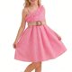 thumbnail image 5 of Vestido Corto de Verano sin Mangas Vestido de Cuello de Camisa con Bolsillos de Carga Y Correo de Arco de Satén a Juego Vestido de Verano Casual para Fiestas Y Uso Diario, 5 of 7