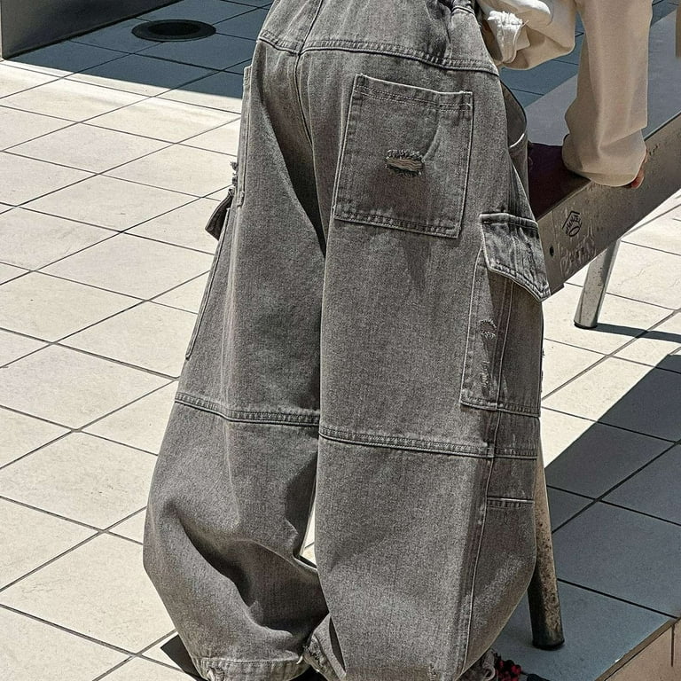 Boys'Fashion Jeans Classic Fit Elastic Waist Long Wide Leg Jean