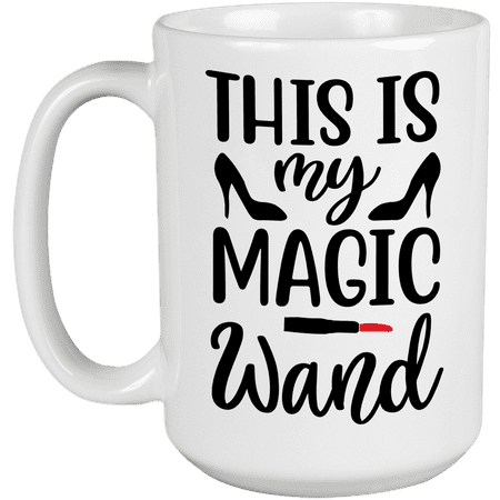 

My Magic Wand with Lipstick Design - Beauty Themed Merch for Makeup Artist or Cosmetologist Gift for Makeup Lovers & Beauticians White Mug 15oz