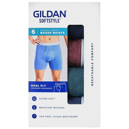 Gildan SoftStyle Adult Men's Boxer Briefs, 6-Pack, Sizes S-2XL