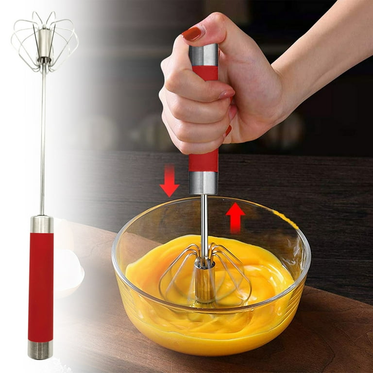 Miirene Stainless Steel Whisk Hand Push Rotary Whisk Semi-automatic Mixer  Stirrer 