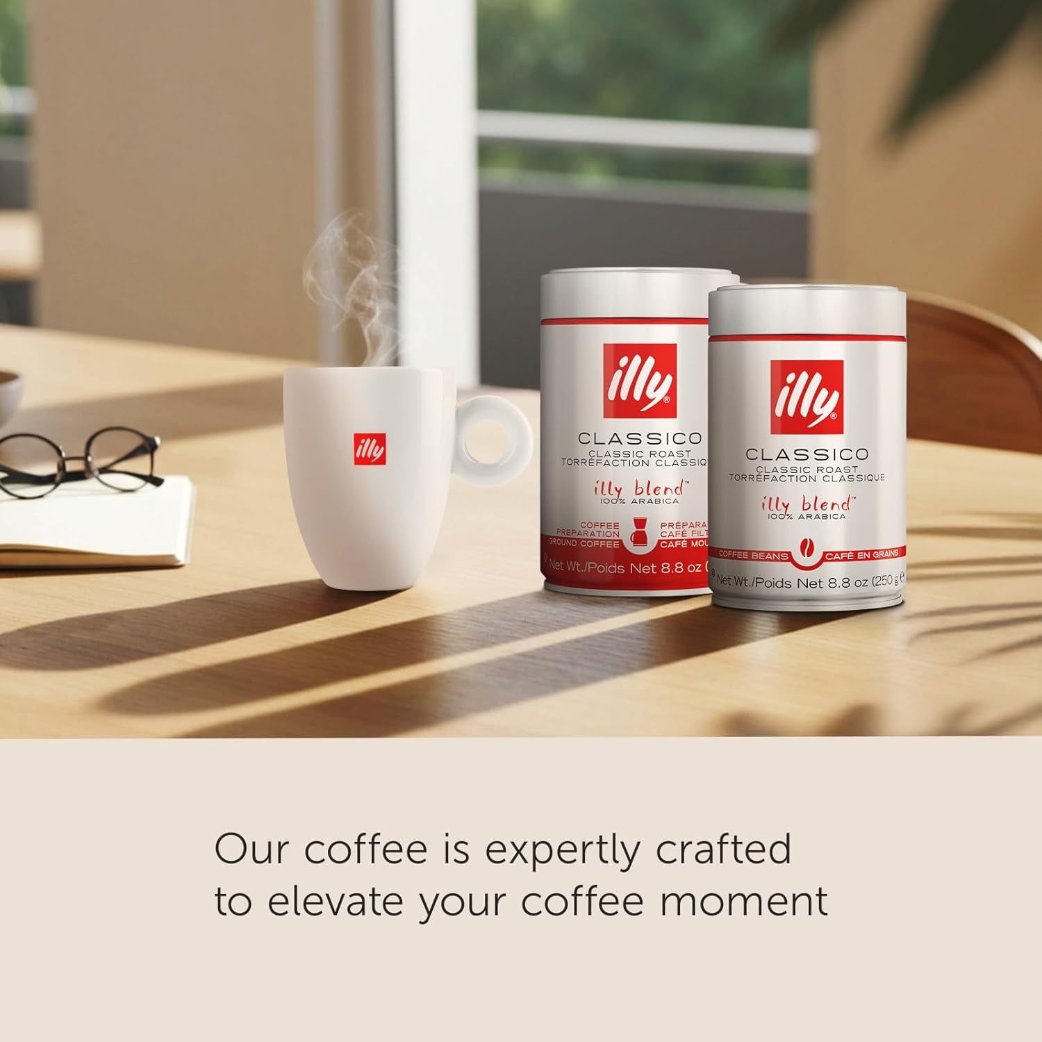 illy Ground Drip Coffee, Classico Medium Roast, 100% Arabica, 8.8 oz, 6 Pack