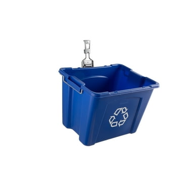 Rubbermaid Fast track Mixed Recycling Bin and Hook, 18 Gallon capacity, up to 50 lbs.