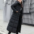 thumbnail image 5 of WXLWZYWL Winter Coat for Women Plus Size Long Quilted Outerwear Plush Hooded Puffer Jacket Thicken Warm Padded Overcoat Waterproof Winter Maxi Length Parka Coats, 5 of 6