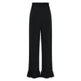 thumbnail image 6 of Delayuji Womens Casual Pants Wide Leg Pants Drawstring Elastic High Waisted Ruffle Hem Palazzo Pants with Pockets L Black, 6 of 9