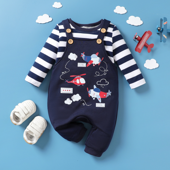 PatPat 2pcs Baby Boy Airplane Pattern Hanging Strap Set