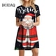 thumbnail image 3 of Vestido de fiesta con estampado de copos de nieve para mujer, ropa informal de manga corta con dibujos animados de Papá Noel, novedad de 2023, 3 of 5
