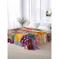 thumbnail image 5 of Spring Floral California King Size Flat Sheet, Wrinkleproof & Fadeproof Cooling Flat Bed Sheet Only, Vintage Plaid Summer Botanical Colorful Breathable Soft Bedding Top Sheets 108 x 98 Inches, 5 of 8